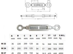 TENDITORI 2 OCCHI ZINCATI 22 MM.