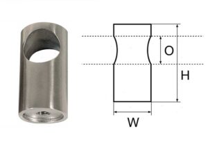 SUPPORTO PASSAMANO CILINDRICO PASSANTE IN ACCIAIO INOX ø mm 22