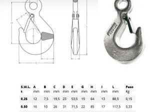 GANCIO SOLLEVAMENTO ZINCATO KG. 500