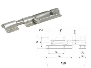 CATENACCIO TONDO PESANTE CON PORTALUCCHETTO INOX MM. 150