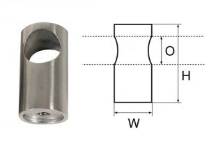 SUPPORTO PASSAMANO CILINDRICO PASSANTE IN ACCIAIO INOX ø mm 22