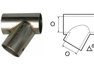 RACCORDO PER TUBOLARE "T"  INOX 60° mm. 22 SX